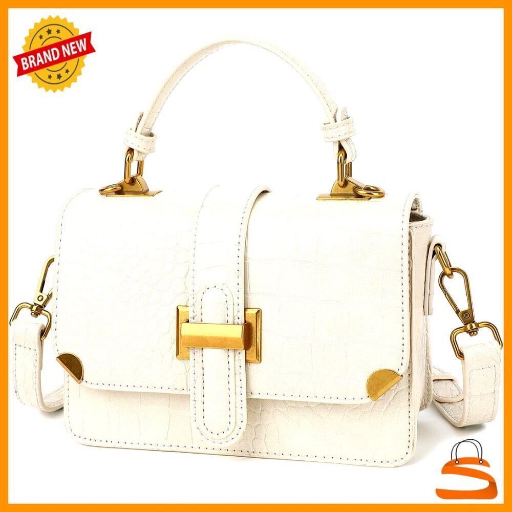 Small Leather Crossbody Satchel Purse with Adjustable Strap